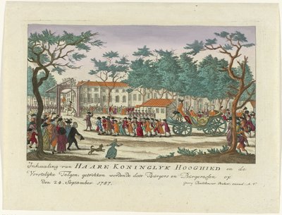 Inhaling van de prinses van Oranje en de kinderen, 1787 door Anonymous