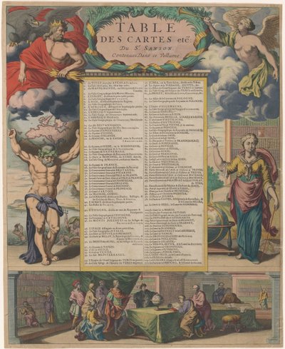 Inhoudsopgave van de Atlas Nouveau door Nicolas Sanson door Anonymous