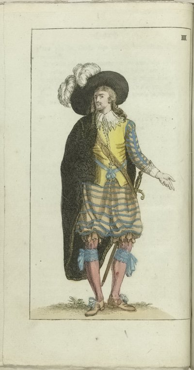 Kabinet van mode en smaak 1791, pl. IIII: Een Petit maitre van de vroegste helft van 1600 door Anonymous