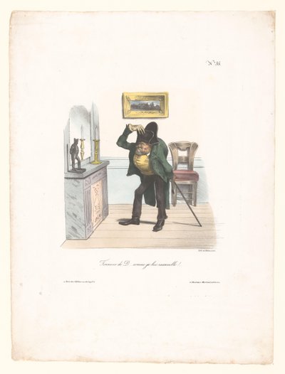 Karikatuur van een man die op Napoleon wil lijken door Anonymous