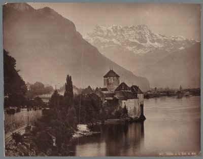 Kasteel van Chillon aan het Meer van Genève, in de verte de Dents du Midi door Anonymous