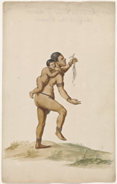 Khoikhoivrouw met zuigeling door Anonymous