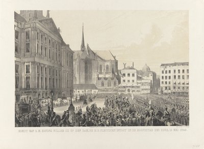 Komst van Z.M. Koning Willem III op den Dam, bij H.D. plechtige intocht in de hoofdstad des rijks, 12 mei 1849 door Anonymous