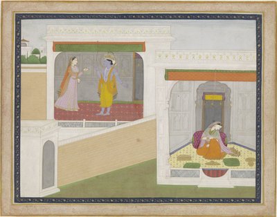 Krishna bezoekt Radha door Anonymous
