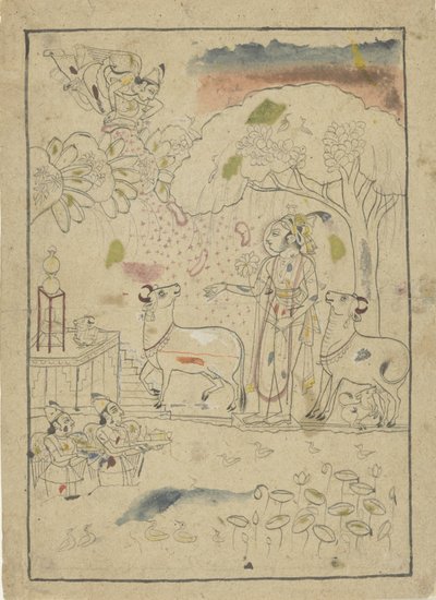 Krishna met koeien van linga-altaar door Anonymous