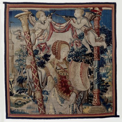 Kuisheid met twee putti, fragment uit de triomf van de kuisheid over de liefde door Anonymous