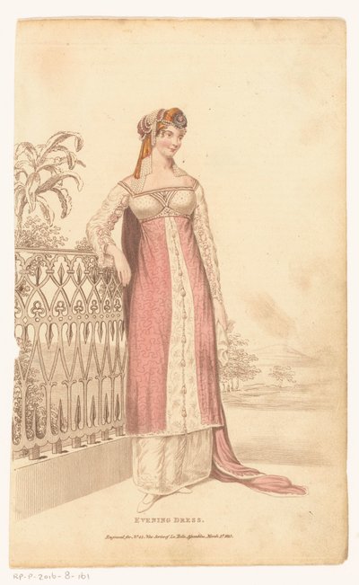 La Belle Assemblee, 1 maart 1813, nr. 42 (Nieuwe Serie): Avondjurk door Anonymous