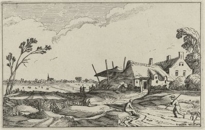 Landschap met boerderij door Anonymous