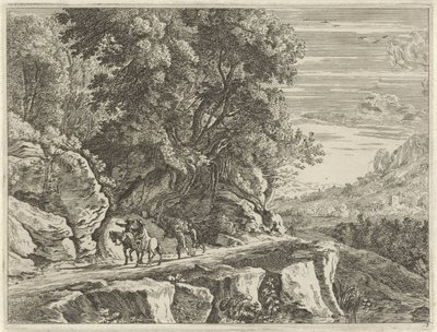 Landschap met twee ruiters (series title) door Anonymous