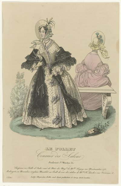 Le Follet, Courrier des Salons, ca. 1836, No. 520 : Hoed in stro door Anonymous