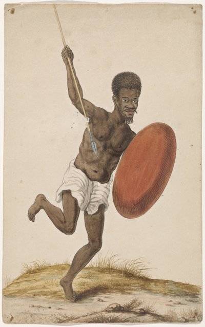 Malagassische krijger met assegai en schild door Anonymous