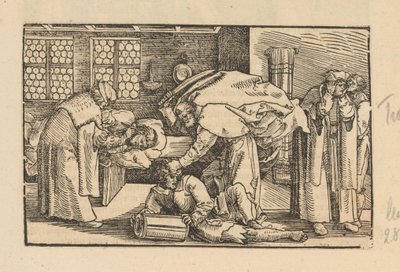 Man bij oorarts en Petrus die het oor van Malchus afhakt door Anonymous
