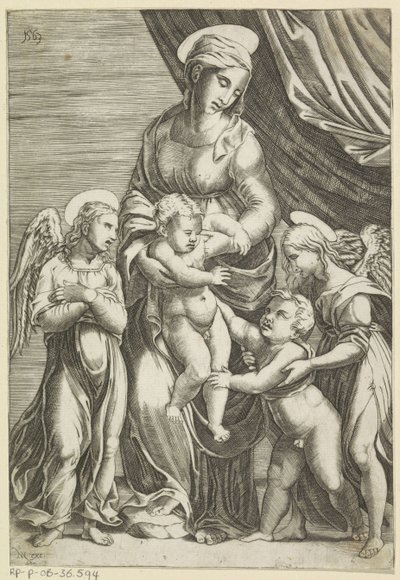 Maria met Kind en de jonge Johannes de Doper door Anonymous