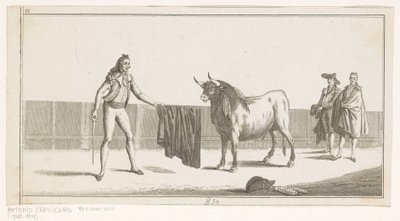 Matador daagt een stier uit door Anonymous
