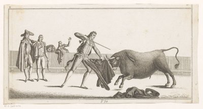 Matador daagt een stier uit door Anonymous
