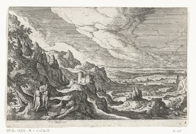 Ontmoeting op weg, uit de serie Landschappen met mythologische en bijbelse voorstellingen door Anonymous
