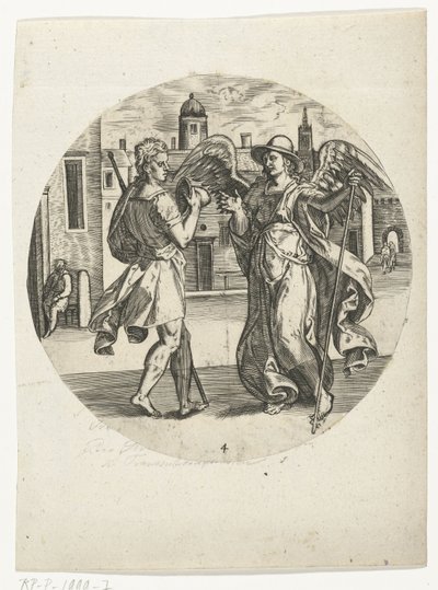 Ontmoeting van Tobias en engel Rafael (Verhaal van Tobias) door Anonymous