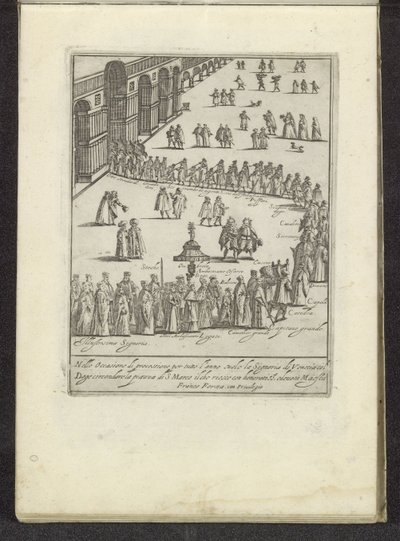 Optocht met de doge en Serenissima Signoria over het San Marcoplein te Venetië door Anonymous