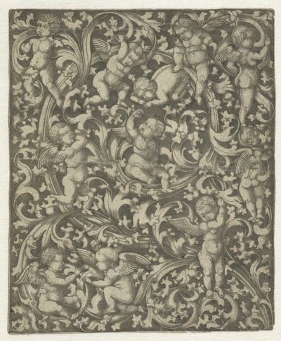 Ornament met putti door Anonymous
