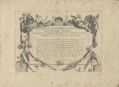 Ornamenteel cartouche met opdracht aan de schilder Francesco Crescenzi door Anonymous