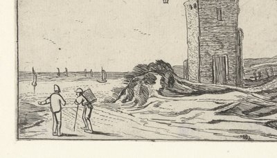 Pad langs een vuurtoren bij het strand door Anonymous