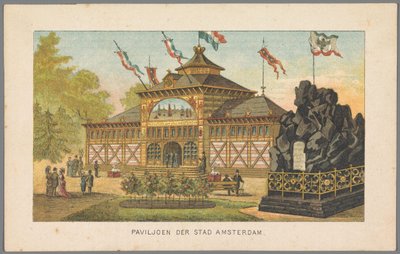 Paviljoen van de stad Amsterdam op de Wereldtentoonstelling in Amsterdam, 1883 (series title on object) door Anonymous