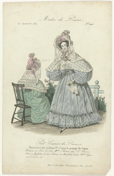 Petit Courrier des Dames, 20 september 1834, No.1095 : Chapeau en Pou de Soi door Anonymous