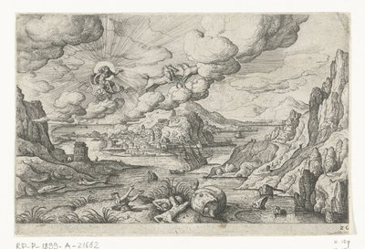 Phaëthon rijdt in de zonnewagen (Landschappen met mythologische en bijbelse voorstellingen) door Anonymous