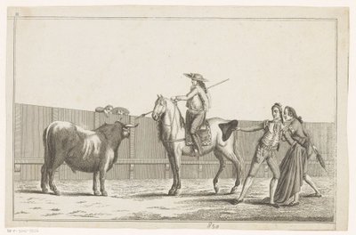 Picador richt zijn lans op een stier (Verzameling van de belangrijkste manoeuvres bij het stierenvechten) door Anonymous