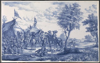 Plaque met een legerkamp door Anonymous