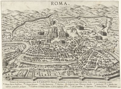 Plattegrond van Rome met de stichtingen van Ignatius van Loyola door Anonymous