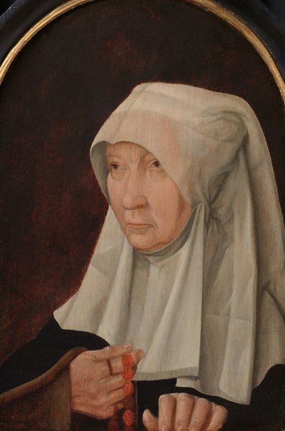 Portret van Jacomina Claesdr van Ruyven (overleden 1509), echtgenote van Arent Franckensz van der Meer door Anonymous