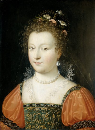 Portret van een vrouw (voorheen geïdentificeerd als koningin Elizabeth I) door Anonymous