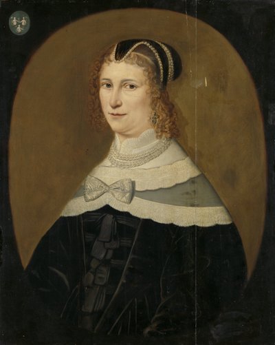Portret van een vrouw, genaamd Theodora de Visscher, echtgenote van Jacob Rijswijk door Anonymous