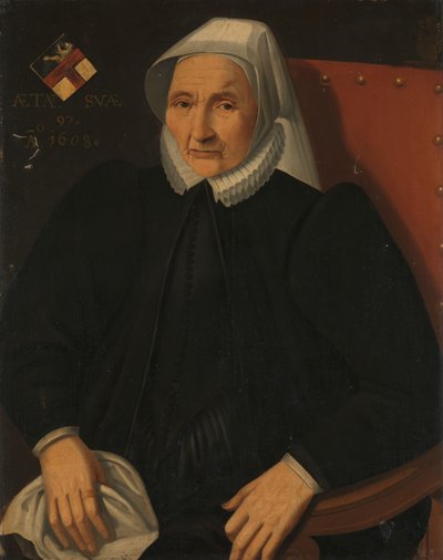Portret van een oudere dame van de Haling-familie door Anonymous
