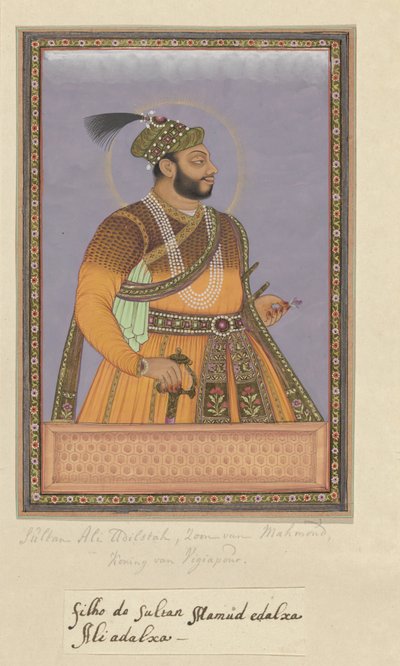 Portret van Ali Adil-shah, zoon van Sultan Mahmud; na zijn vader is hij heerser van Bijapur geweest door Anonymous