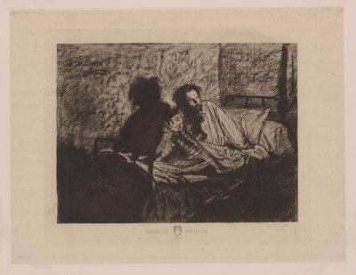 Portret van Charles Meryon zittend in bed door Anonymous