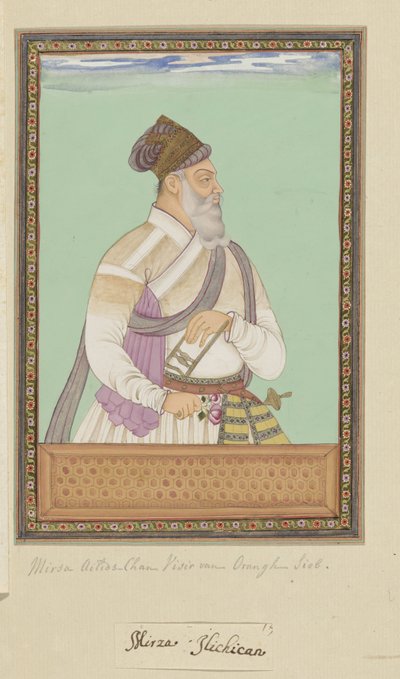 Portret van Mirza Ilich Khan, die vizier van Aurangzeb is geweest door Anonymous