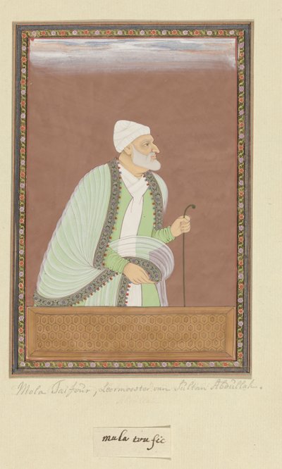 Portret van Mulla Tayfur, die de leraar (ustad) van Sultan Abdullah is geweest door Anonymous