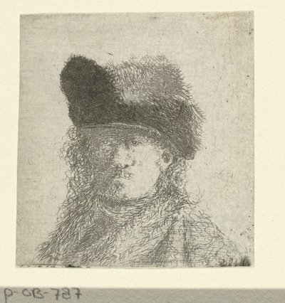 Portret van Rembrandt met bontmuts door Anonymous