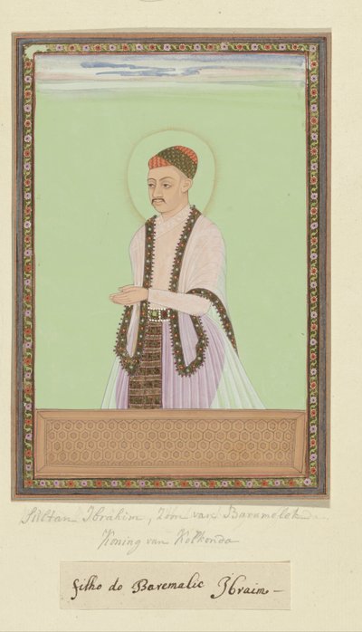 Portret van Sultan Ibrahim, zoon van Bara Malik, regeerde na zijn vader over Golconda door Anonymous