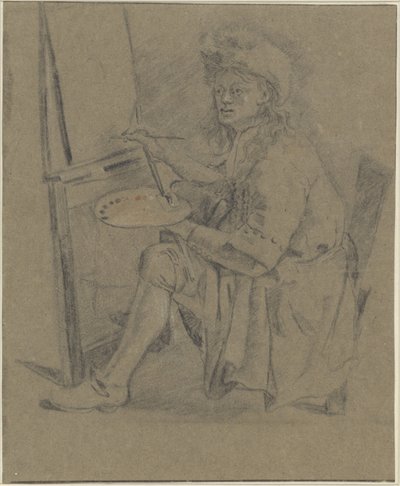 Portret van Thomas Wijck, voor zijn schildersezel door Anonymous