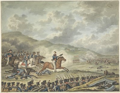 Prins van Oranje leidt de Nederlandse troepen bij Quatre-Bras, 1815 door Anonymous