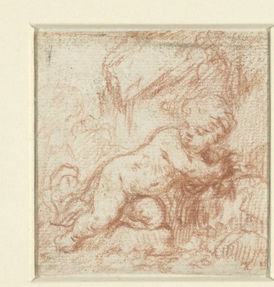 Putto in landschap door Anonymous