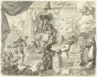 Quincampoix of de grote Wind en Koolverkoper, 1720 (Het Groote Tafereel der Dwaasheid) door Anonymous