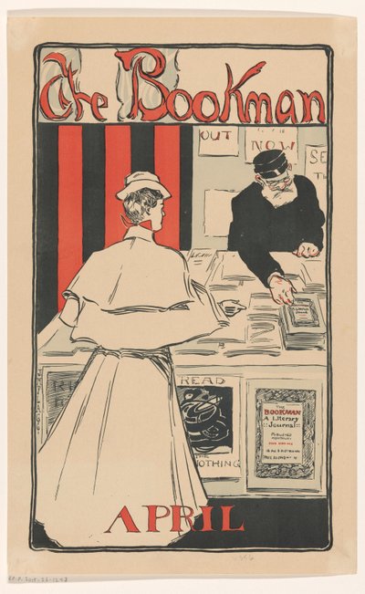 Reclamebiljet voor het aprilnummer 1896 van het tijdschrift The Bookman door Anonymous