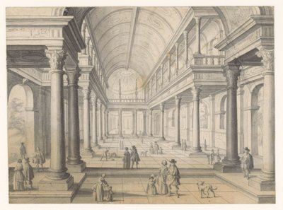 Renaissance-zaal met figuren door Anonymous
