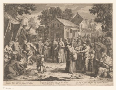 Sancho Panza doet op een markt inkopen door Anonymous