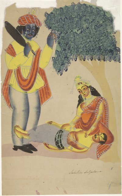Savitri en de doodsgod Yama door Anonymous