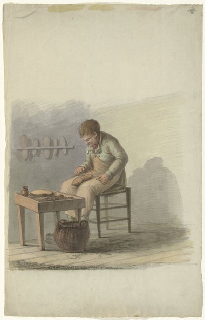 Schoenmaker aan het werk door Anonymous
